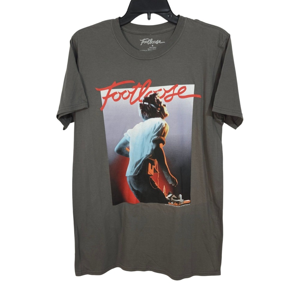Footloose 1984 Movie‎ Poster Graphic Tee Shirt Medium Gray Retro Kevin Bacon
